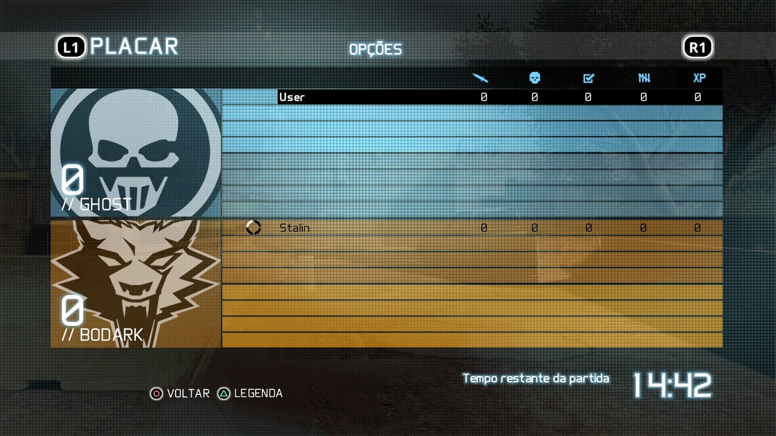 Placar de partida com PS5 e PC pelo servidor